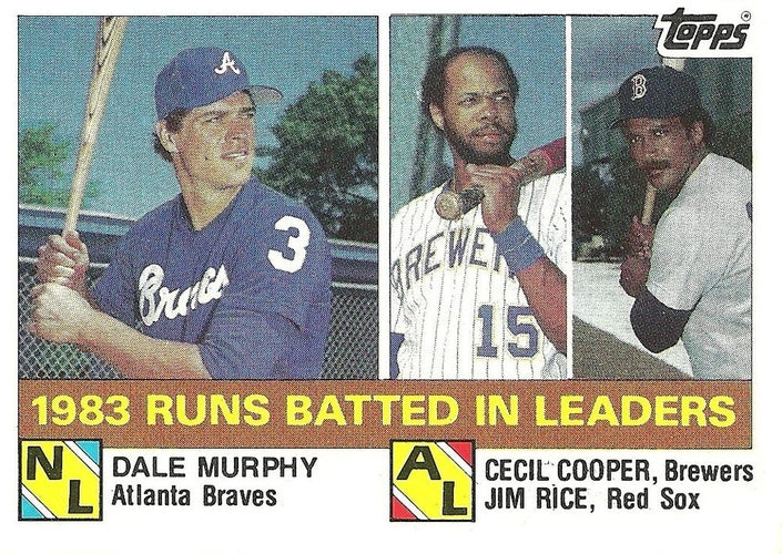 #133 1983 Runs Batted In Leaders Dale Murphy / Cecil Cooper / Jim Rice - Atlanta Braves / Milwaukee Brewers / Boston Red Sox - 1984 Topps Baseball