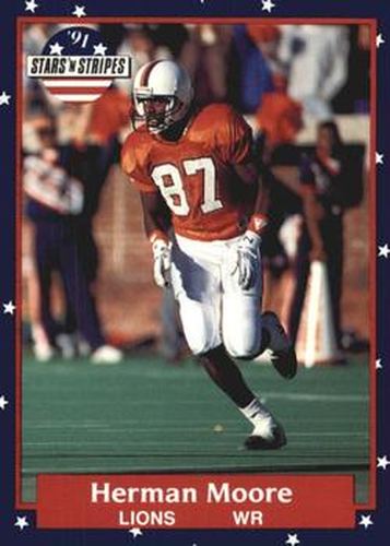 #133 Herman Moore - Detroit Lions - 1991 Fleer Stars 'n Stripes Football