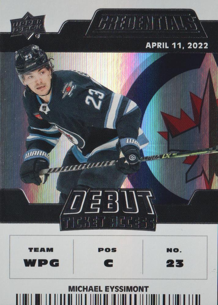 #134 Michael Eyssimont - Winnipeg Jets - 2022-23 Upper Deck Credentials Hockey