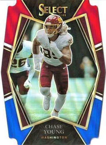 #134 Chase Young - Washington Football Team - 2021 Panini Select - Red and Blue Prizm Die Cut Football