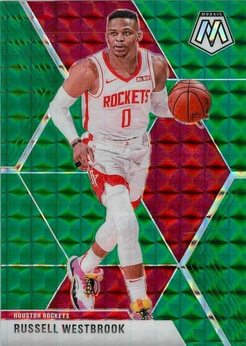 #134 Russell Westbrook - Houston Rockets - 2019-20 Panini Mosaic - Green Prizm Basketball