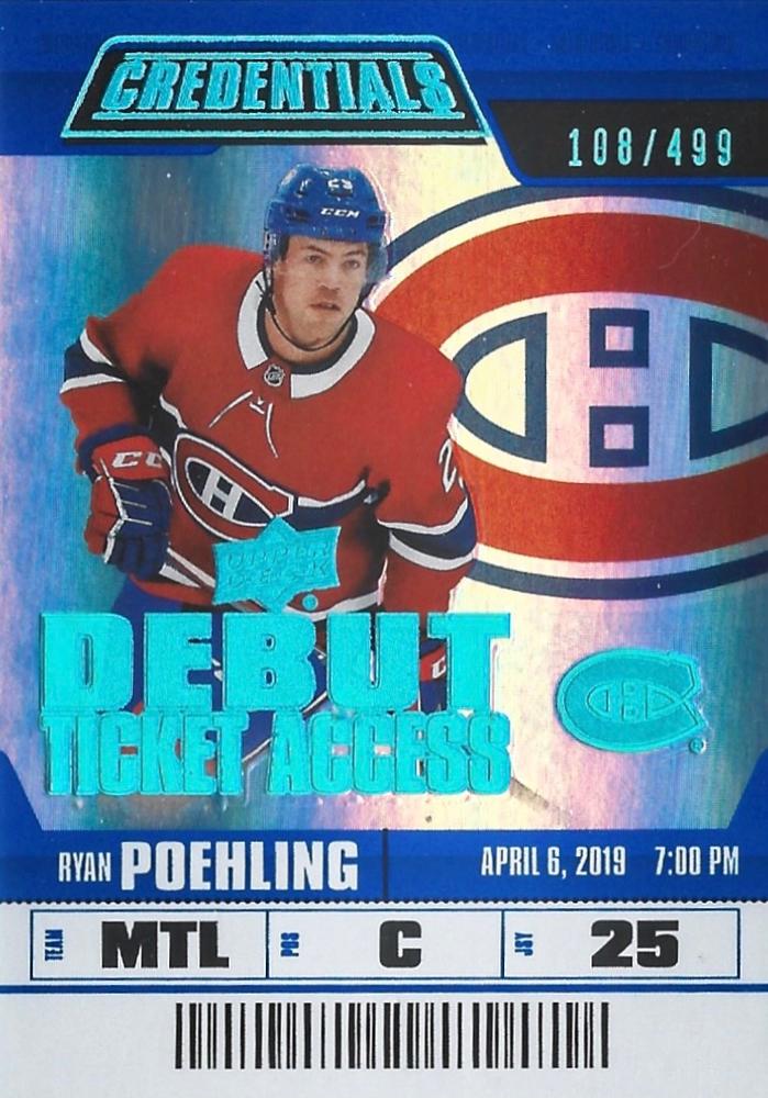 #135 Ryan Poehling - Montreal Canadiens - 2019-20 Upper Deck Credentials Hockey