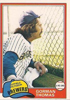 #135 Gorman Thomas - Milwaukee Brewers - 1981 O-Pee-Chee - Gray Back Baseball