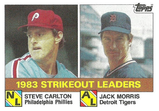 #136 1983 Strikeout Leaders Steve Carlton / Jack Morris - Philadelphia Phillies / Detroit Tigers - 1984 Topps Baseball
