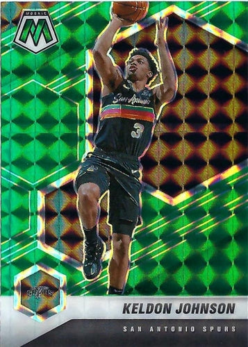 #136 Keldon Johnson - San Antonio Spurs - 2020-21 Panini Mosaic - Mosaic Green Basketball