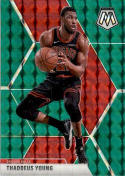 #137 Thaddeus Young - Chicago Bulls - 2019-20 Panini Mosaic - Green Prizm Basketball