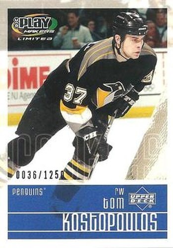 #138 Tom Kostopoulos - Pittsburgh Penguins - 2001-02 Upper Deck Playmakers Hockey