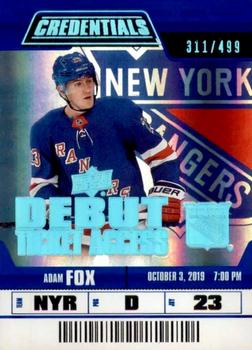 #139 Adam Fox - New York Rangers - 2019-20 Upper Deck Credentials Hockey