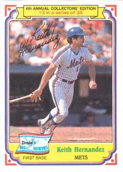 #13 Keith Hernandez - New York Mets - 1984 Topps Drake's Big Hitters Baseball