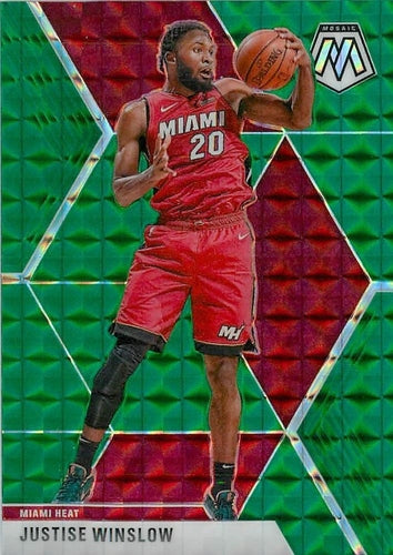 #140 Justise Winslow - Miami Heat - 2019-20 Panini Mosaic - Green Prizm Basketball