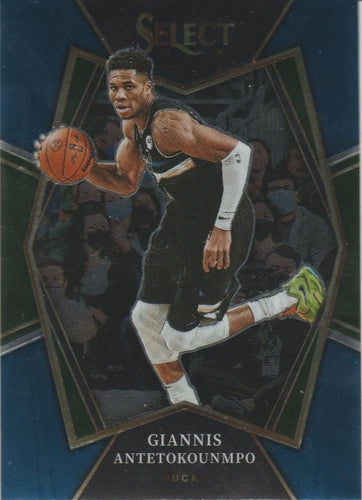 #140 Giannis Antetokounmpo - Milwaukee Bucks - 2021-22 Panini Select - Blue Basketball
