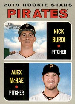 #141 Pirates 2019 Rookie Stars Nick Burdi / Alex McRae - Oakland Athletics - 2019 Topps Heritage Baseball