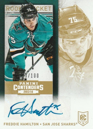 #141b Freddie Hamilton - San Jose Sharks - 2013-14 Panini Contenders Hockey