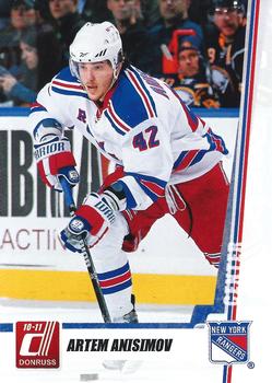 #143 Artem Anisimov - New York Rangers - 2010-11 Donruss Hockey