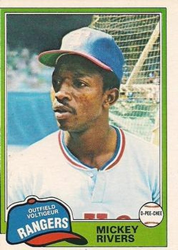 #145 Mickey Rivers - Texas Rangers - 1981 O-Pee-Chee - Gray Back Baseball