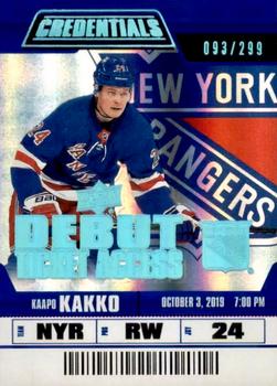 #145 Kaapo Kakko - New York Rangers - 2019-20 Upper Deck Credentials Hockey