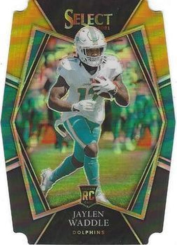 #148 Jaylen Waddle - Miami Dolphins - 2021 Panini Select - Black and Gold Prizm Die Cut Football