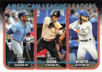#149 American League Leaders Batting Average Yandy Díaz / Corey Seager / Bo Bichette - Tampa Bay Rays / Texas Rangers / Toronto Blue Jays - 2024 Topps Baseball