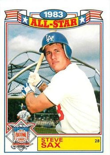#14 Steve Sax - Los Angeles Dodgers - 1984 Topps - Glossy All-Stars Baseball