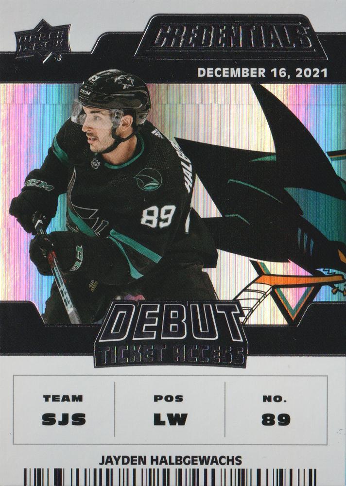 #153 Jayden Halbgewachs - San Jose Sharks - 2022-23 Upper Deck Credentials Hockey