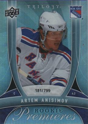#154 Artem Anisimov - New York Rangers - 2009-10 Upper Deck Trilogy Hockey