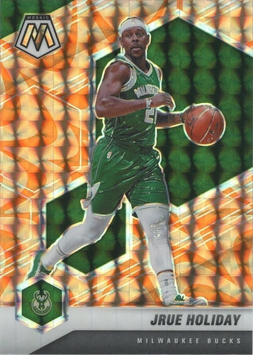 #156 Jrue Holiday - Milwaukee Bucks - 2020-21 Panini Mosaic - Mosaic Reactive Orange Basketball