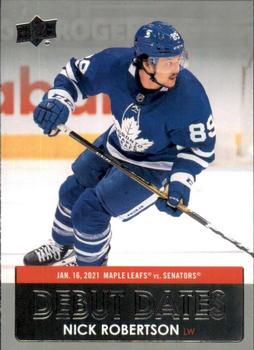#DD-15 Nick Robertson - Toronto Maple Leafs - 2021-22 Upper Deck - Debut Dates Hockey