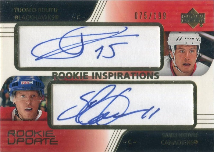 #160 Tuomo Ruutu / Saku Koivu - Chicago Blackhawks / Montreal Canadiens - 2003-04 Upper Deck Rookie Update Hockey
