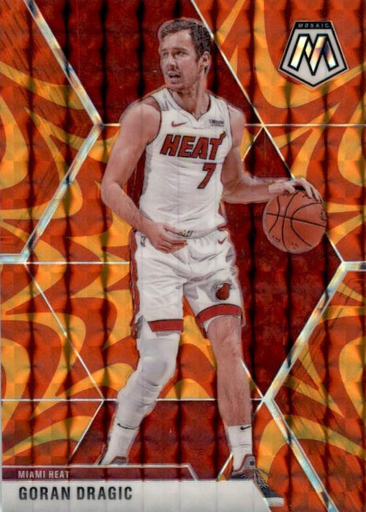 #160 Goran Dragic - Miami Heat - 2019-20 Panini Mosaic - Reactive Orange Basketball