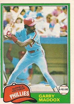 #160 Garry Maddox - Philadelphia Phillies - 1981 O-Pee-Chee - Gray Back Baseball