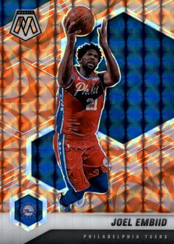 #164 Joel Embiid - Philadelphia 76ers - 2020-21 Panini Mosaic - Mosaic Reactive Orange Basketball