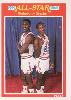 #164 Akeem Olajuwon / Clyde Drexler - Houston Rockets / Portland Trail Blazers - 1989-90 Fleer Basketball