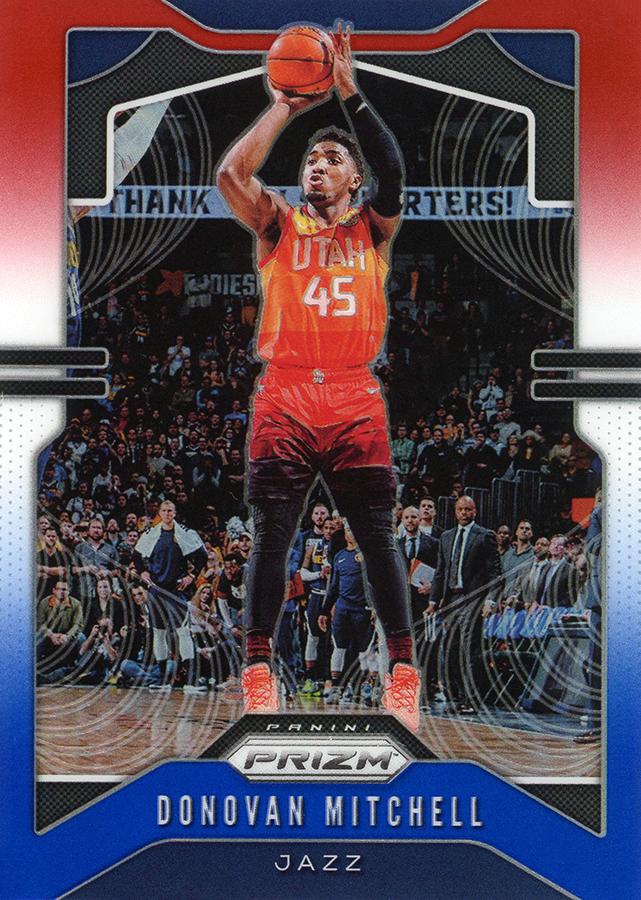 #164 Donovan Mitchell - Utah Jazz - 2019-20 Panini Prizm - Prizms Red White and Blue Basketball