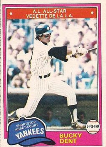 #164 Bucky Dent - New York Yankees - 1981 O-Pee-Chee - Gray Back Baseball