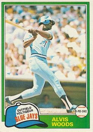 #165 Alvis Woods - Toronto Blue Jays - 1981 O-Pee-Chee - Gray Back Baseball