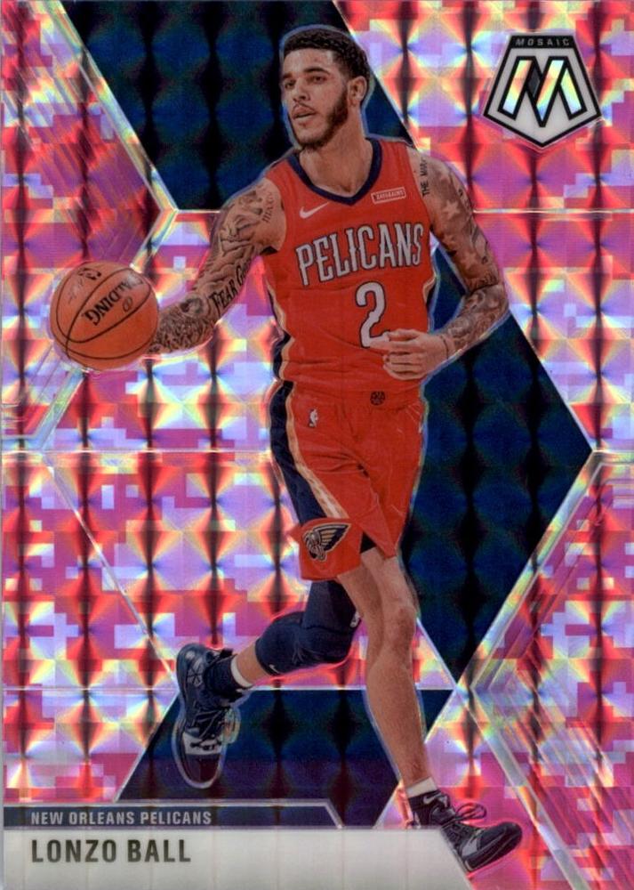 #166 Lonzo Ball - New Orleans Pelicans - 2019-20 Panini Mosaic - Camo Pink Basketball
