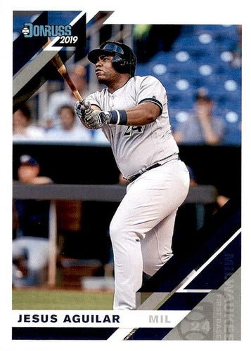 #166 Jesus Aguilar - Milwaukee Brewers - 2019 Donruss Baseball