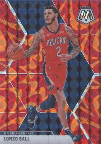 #166 Lonzo Ball - New Orleans Pelicans - 2019-20 Panini Mosaic - Reactive Orange Basketball