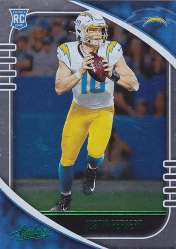 #167 Justin Herbert - Los Angeles Chargers - 2020 Panini Absolute - Green Football