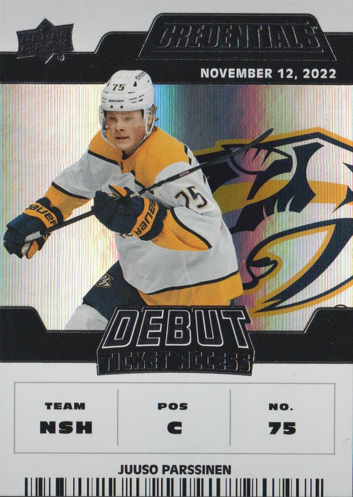 #167 Juuso Parssinen - Nashville Predators - 2022-23 Upper Deck Credentials Hockey
