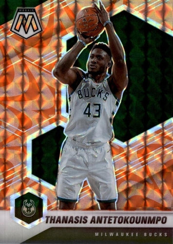 #167 Thanasis Antetokounmpo - Milwaukee Bucks - 2020-21 Panini Mosaic - Mosaic Reactive Orange Basketball