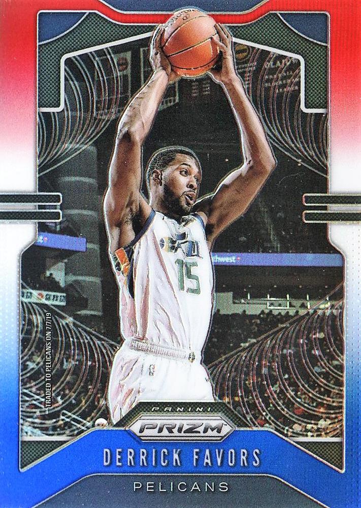 #169 Derrick Favors - New Orleans Pelicans - 2019-20 Panini Prizm - Prizms Red White and Blue Basketball