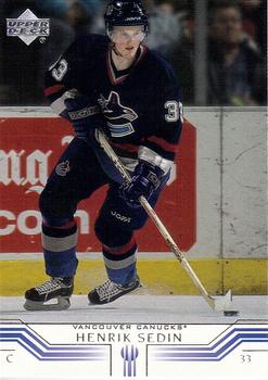 #169 Henrik Sedin - Vancouver Canucks - 2001-02 Upper Deck Hockey