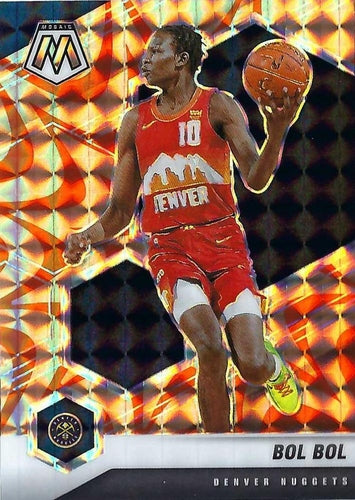 #169 Bol Bol - Denver Nuggets - 2020-21 Panini Mosaic - Mosaic Reactive Orange Basketball