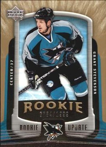 #170 Grant Stevenson - San Jose Sharks - 2005-06 Upper Deck Rookie Update Hockey