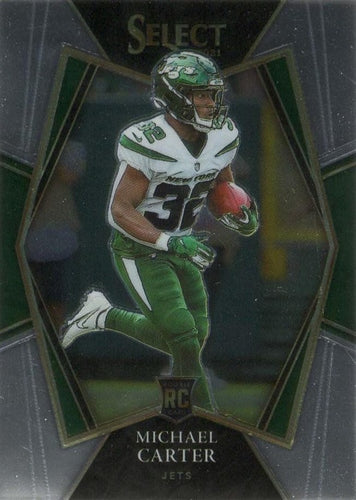 #171 Michael Carter - New York Jets - 2021 Panini Select - Black and Gold Prizm Die Cut Football