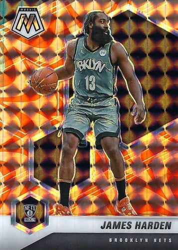 #173 James Harden - Brooklyn Nets - 2020-21 Panini Mosaic - Mosaic Reactive Orange Basketball