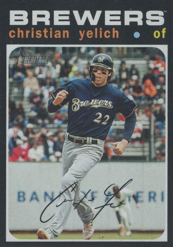 #174b Christian Yelich - Milwaukee Brewers - 2020 Topps Heritage Baseball