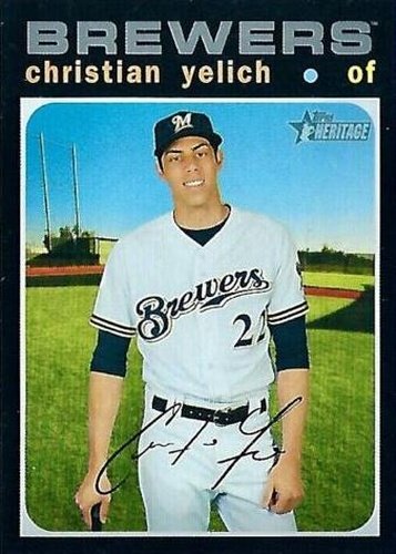 #174e Christian Yelich - Milwaukee Brewers - 2020 Topps Heritage Baseball