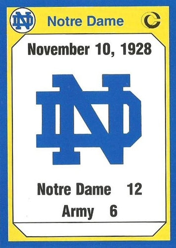 #176 1928 Army - Notre Dame Fighting Irish - 1990 Collegiate Collection Notre Dame Football